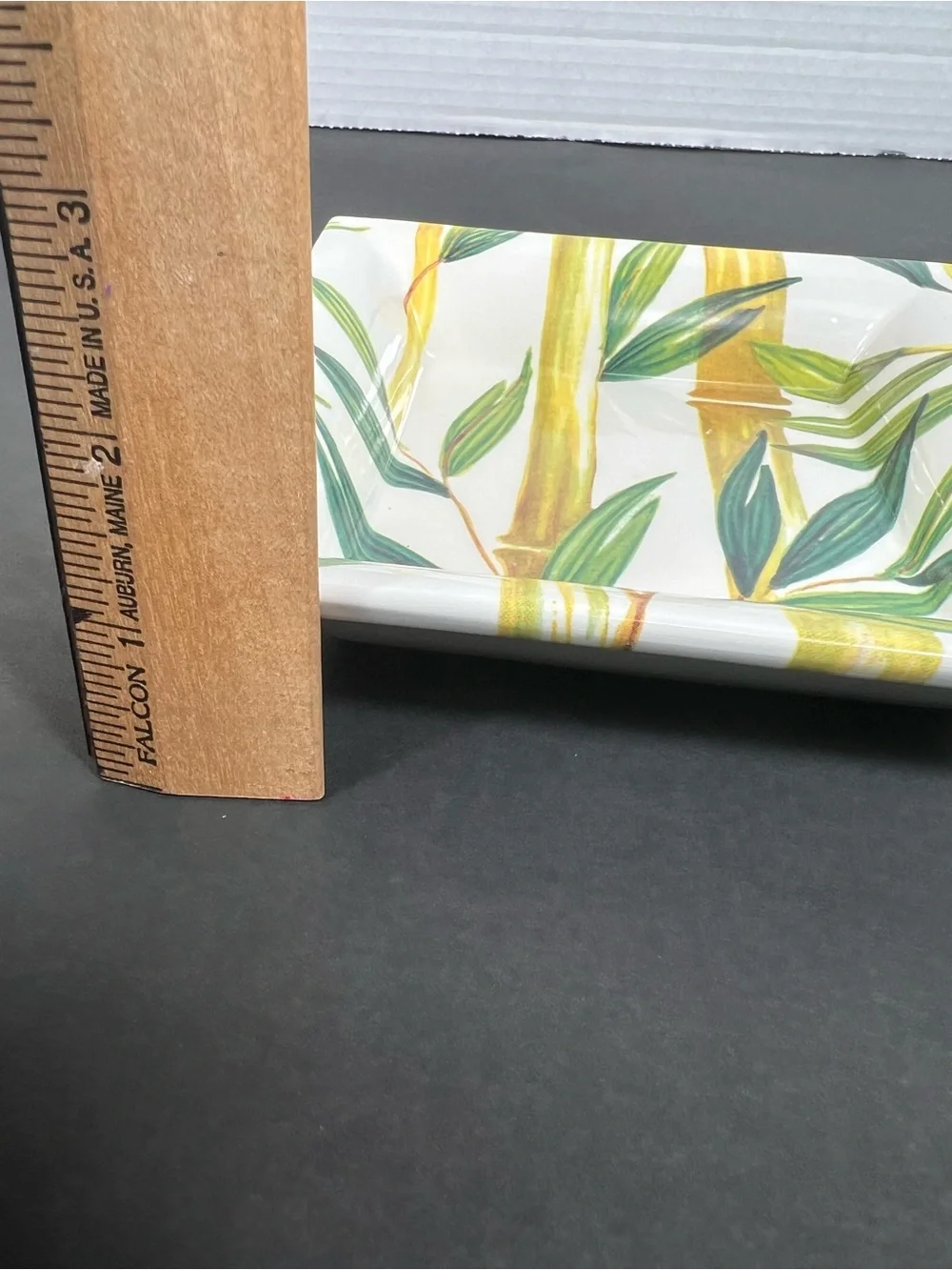 Made in Italy Ceramic Bamboo Botanical Square Serving Plate 6”